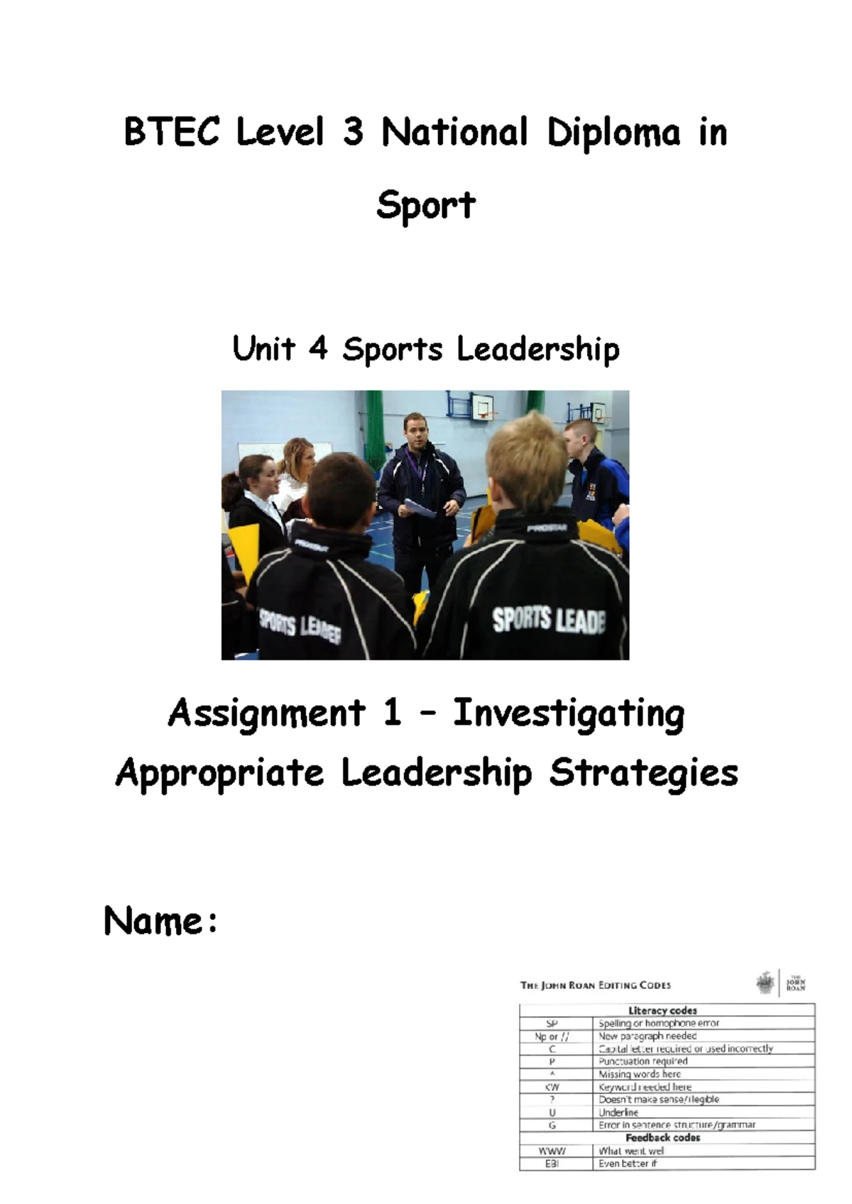 Additional Sample Assessment Materials for Sport Unit 1 - Anatomy ...