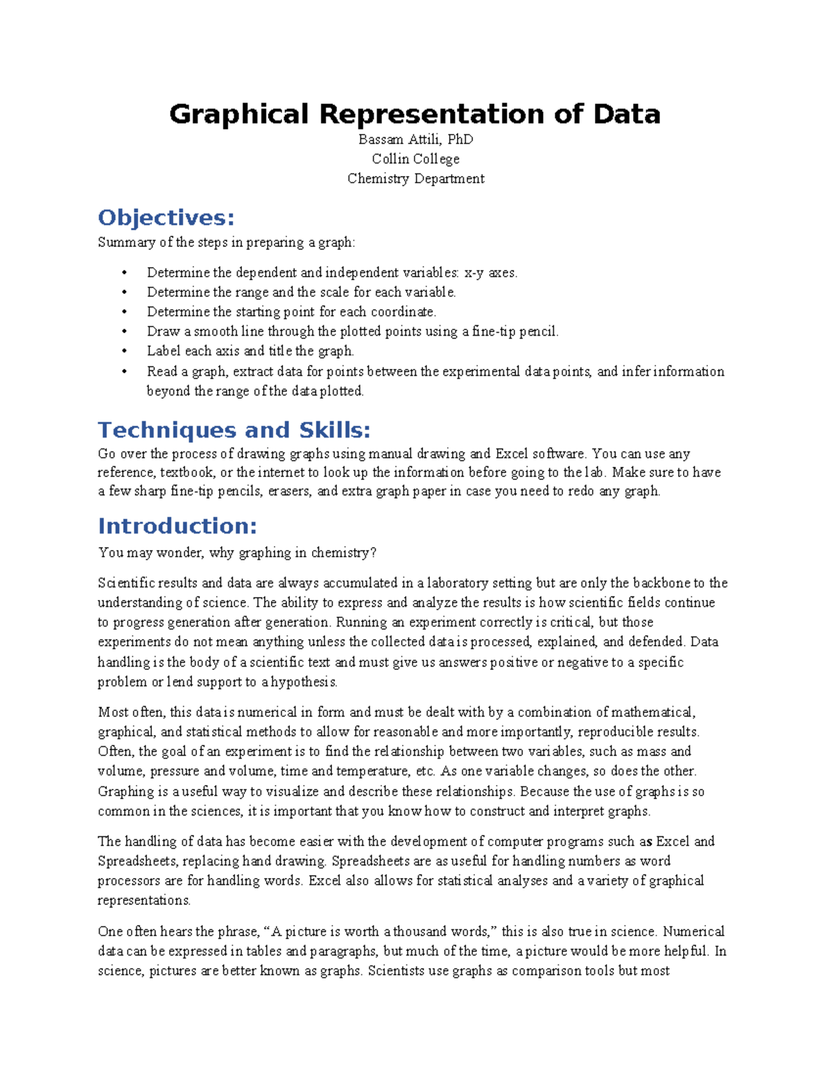 1405 Graphical Data Representation & Periodic Table Exercise Handout ...