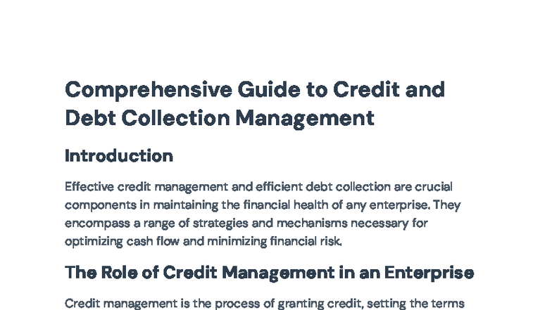 Credit & Debt Collection Management Strategies - Comprehensive Guide ...
