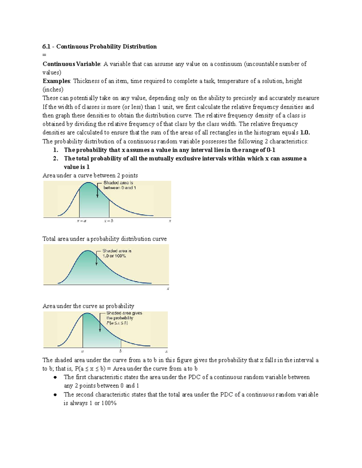 6.1 - Continuous Probability Distribution Overview - Studocu