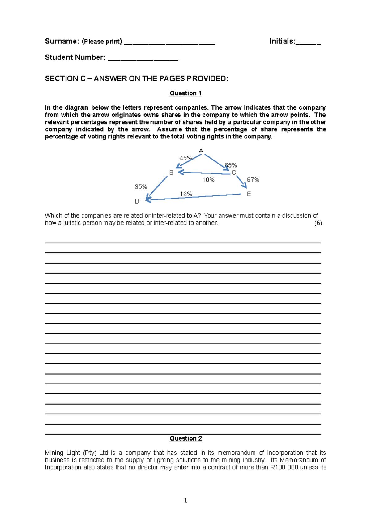 2018 Test 2: Corporate Law Student Version Exam Questions - Studocu