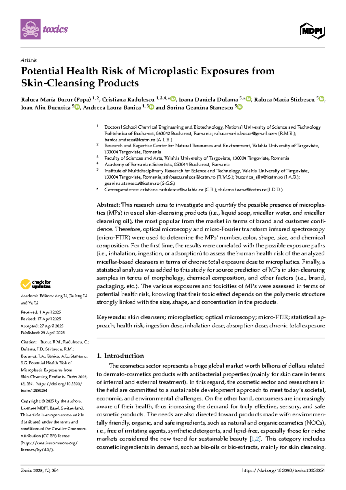 Potential Health Risks of Microplastic Exposure in Skin Cleansers (LRM ...