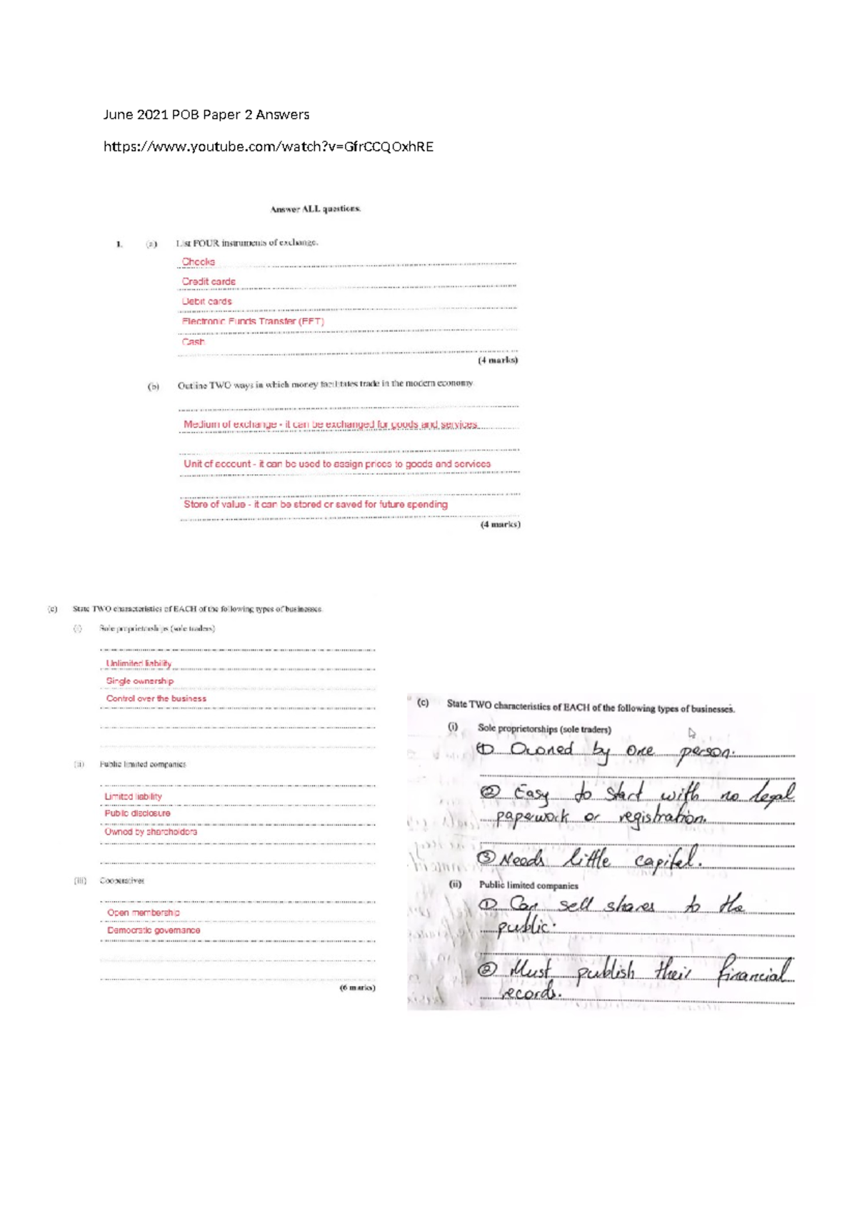 June 2021 POB Paper 2 Exam Answers and Explanations - Studocu