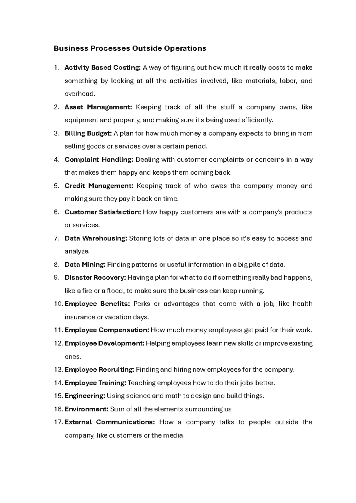 Business Processes Outside Operations - TN Mam Assignment Overview ...