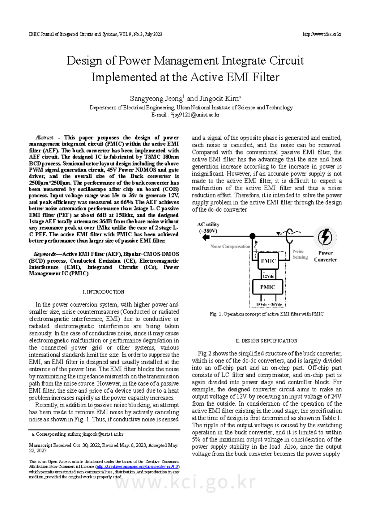 Design of Power Management Integrated Circuit for Active EMI Filter ...