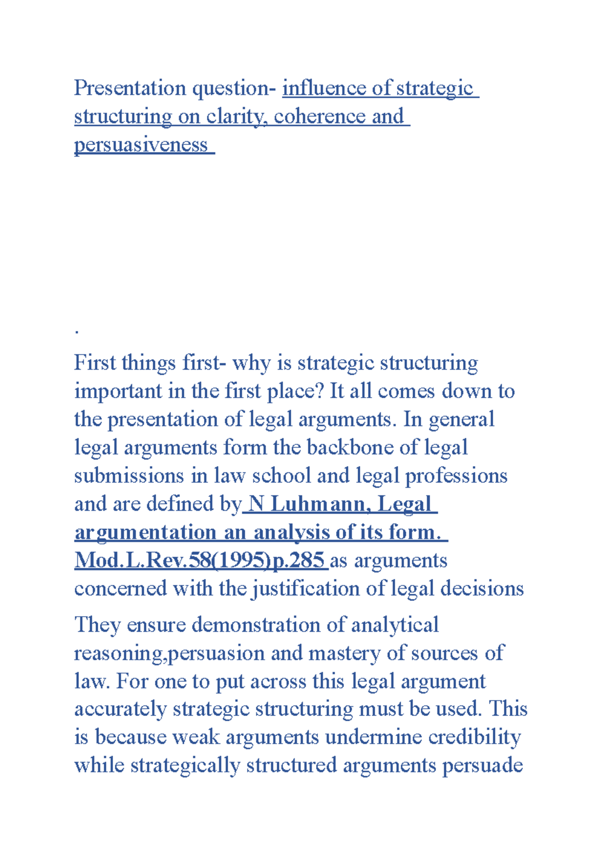 Strategic Structuring in Legal Arguments: Clarity & Persuasiveness ...