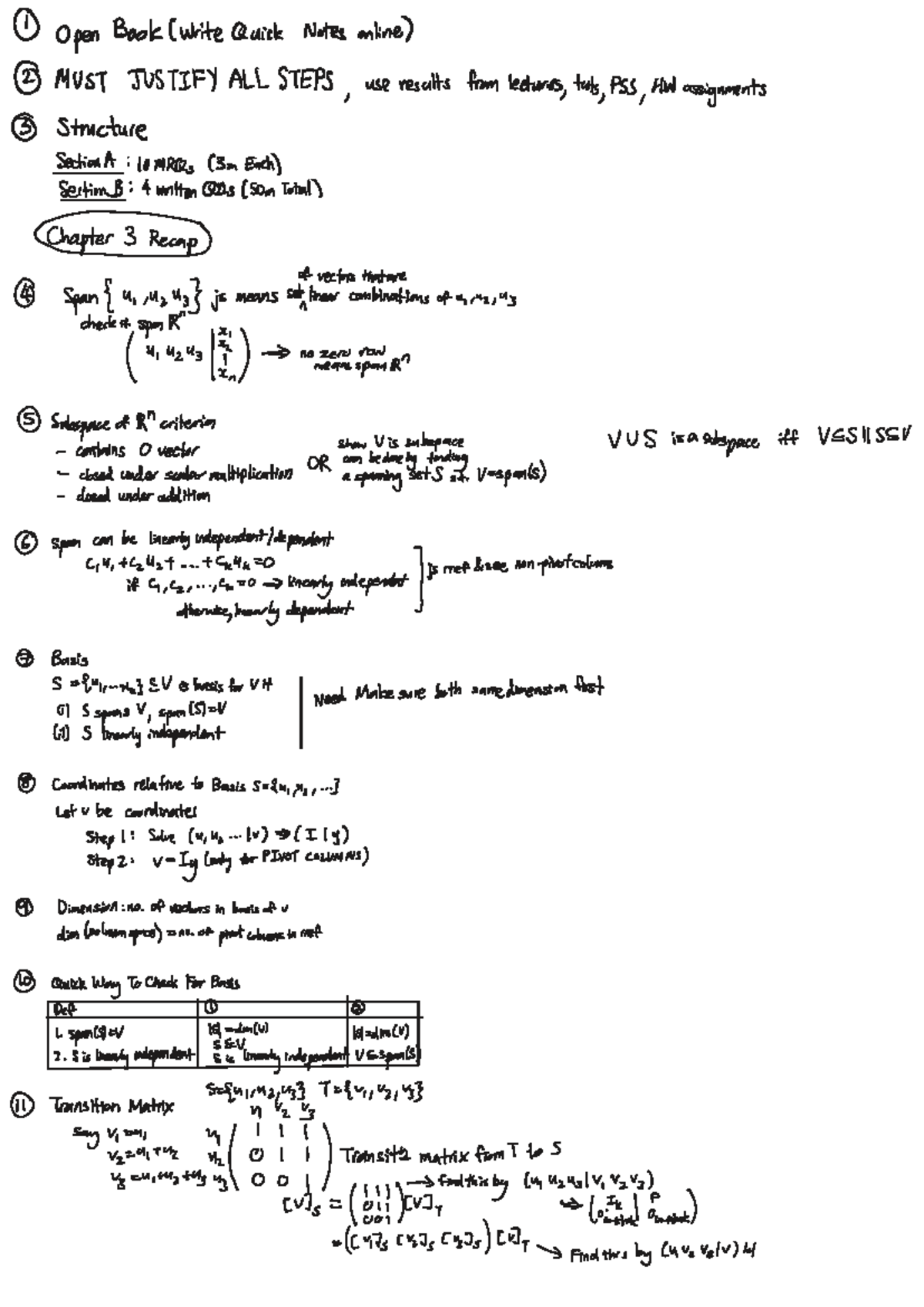 Final Exam Notes: Linear Algebra Concepts (MATH 101) - Studocu