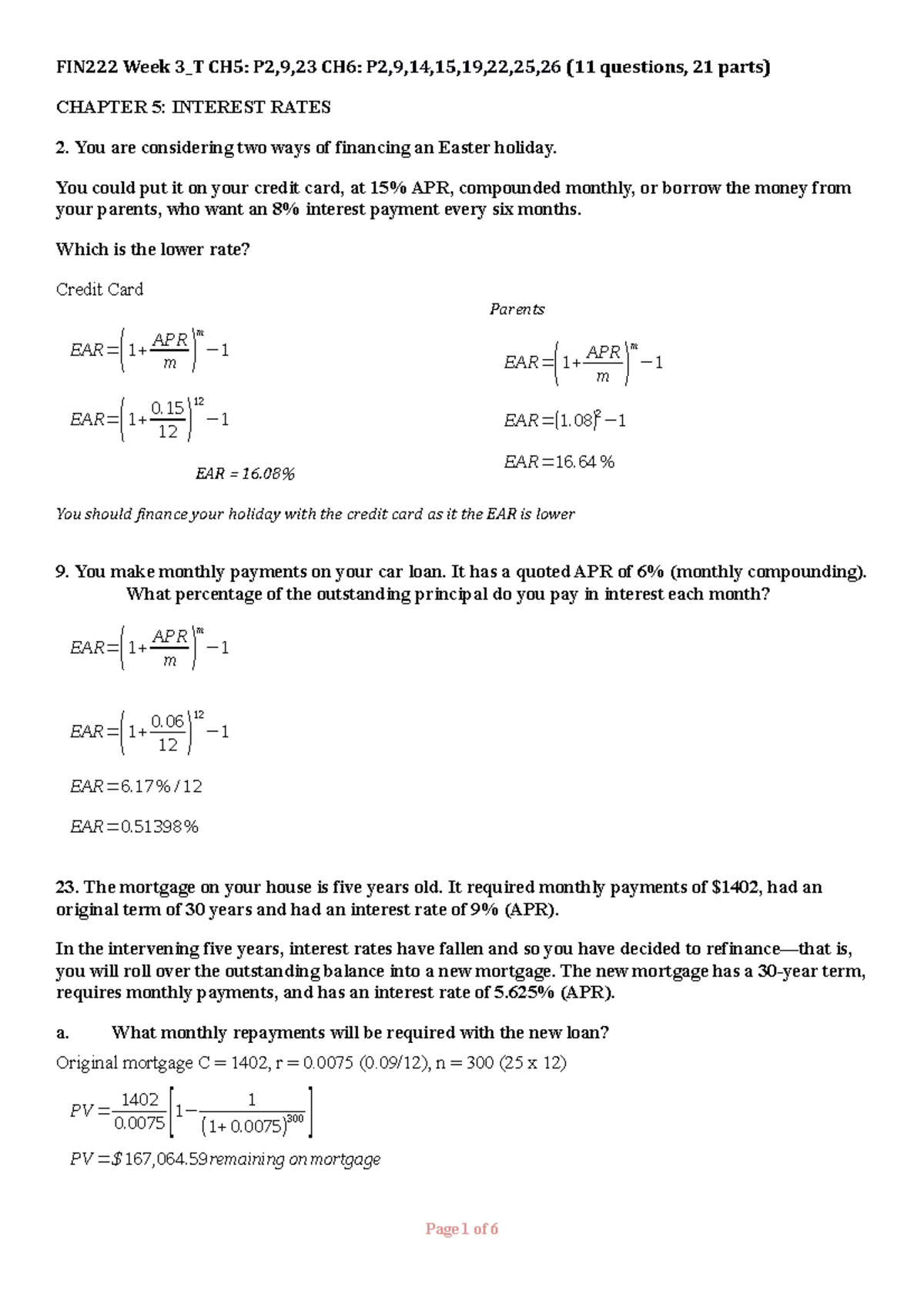 FIN222 Week 3 Tutorial Questions CH5 & CH6: Interest Rates and Bonds ...