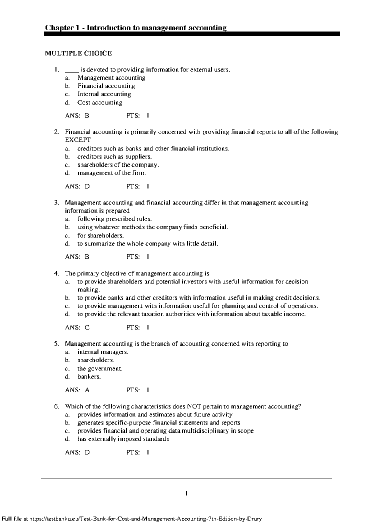 Chapter 1 Introduction to management acc - 1 Chapter 1 - Introduction ...