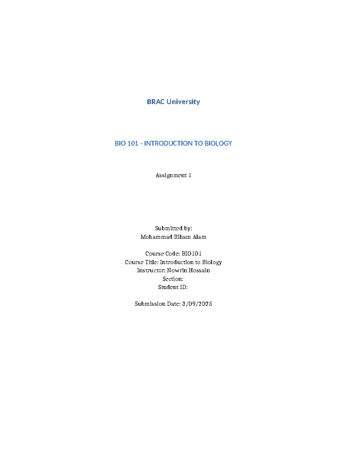 BIO101 Assignment 1: Evolution and Molecular Interactions in Biology ...