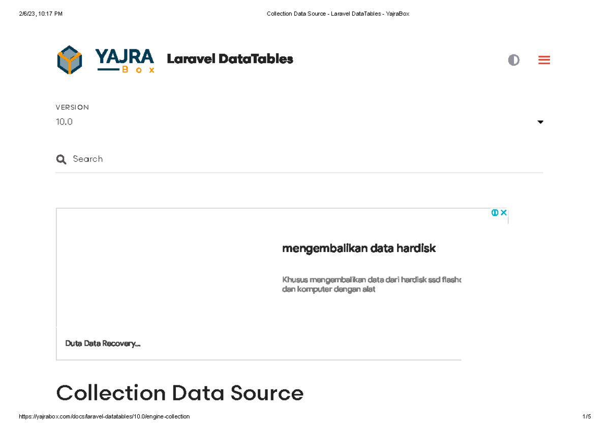 Collection Data Source in Laravel DataTables - Data Recovery Tips - Studocu