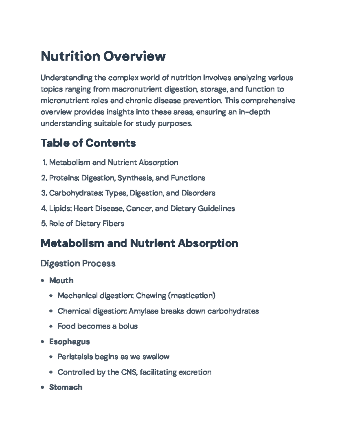 Nutrition Overview: Key Insights on Macronutrients and Health Risks ...