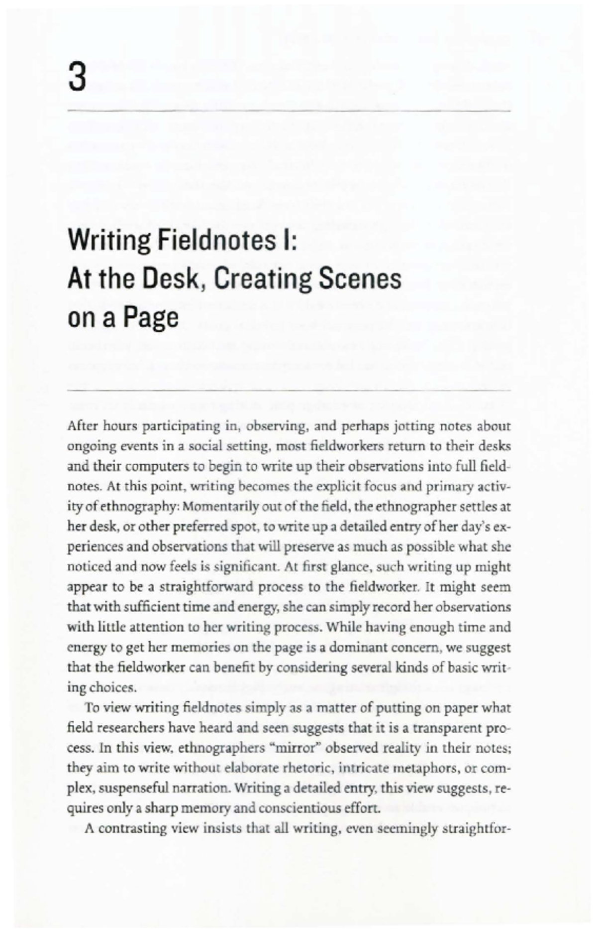 Writing Up Fieldnotes: Ethnographic Techniques and Insights - Studocu