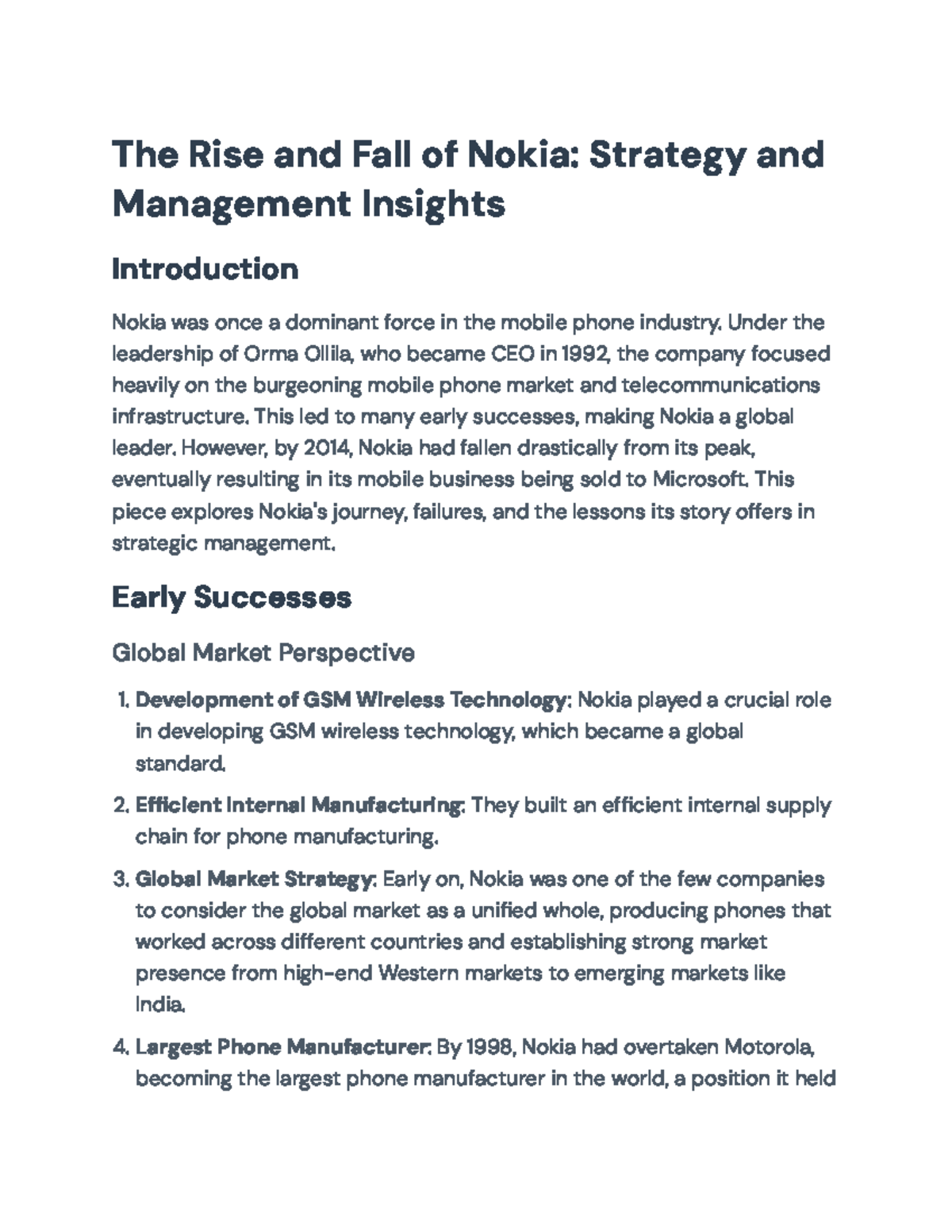 The Rise and Fall of Nokia: Strategic Insights and Lessons Learned ...