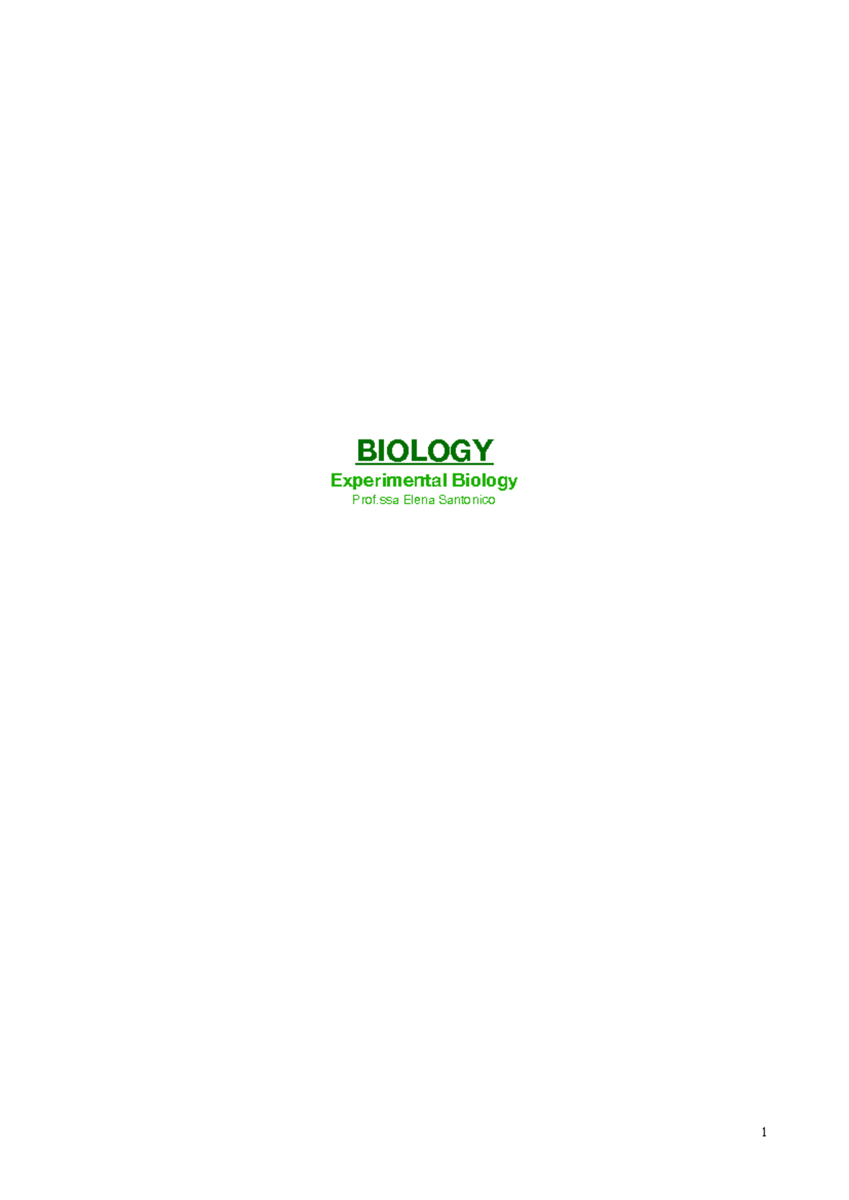 BIOLOGY 1 Molecules of Life: Summary of Key Concepts and Structures ...