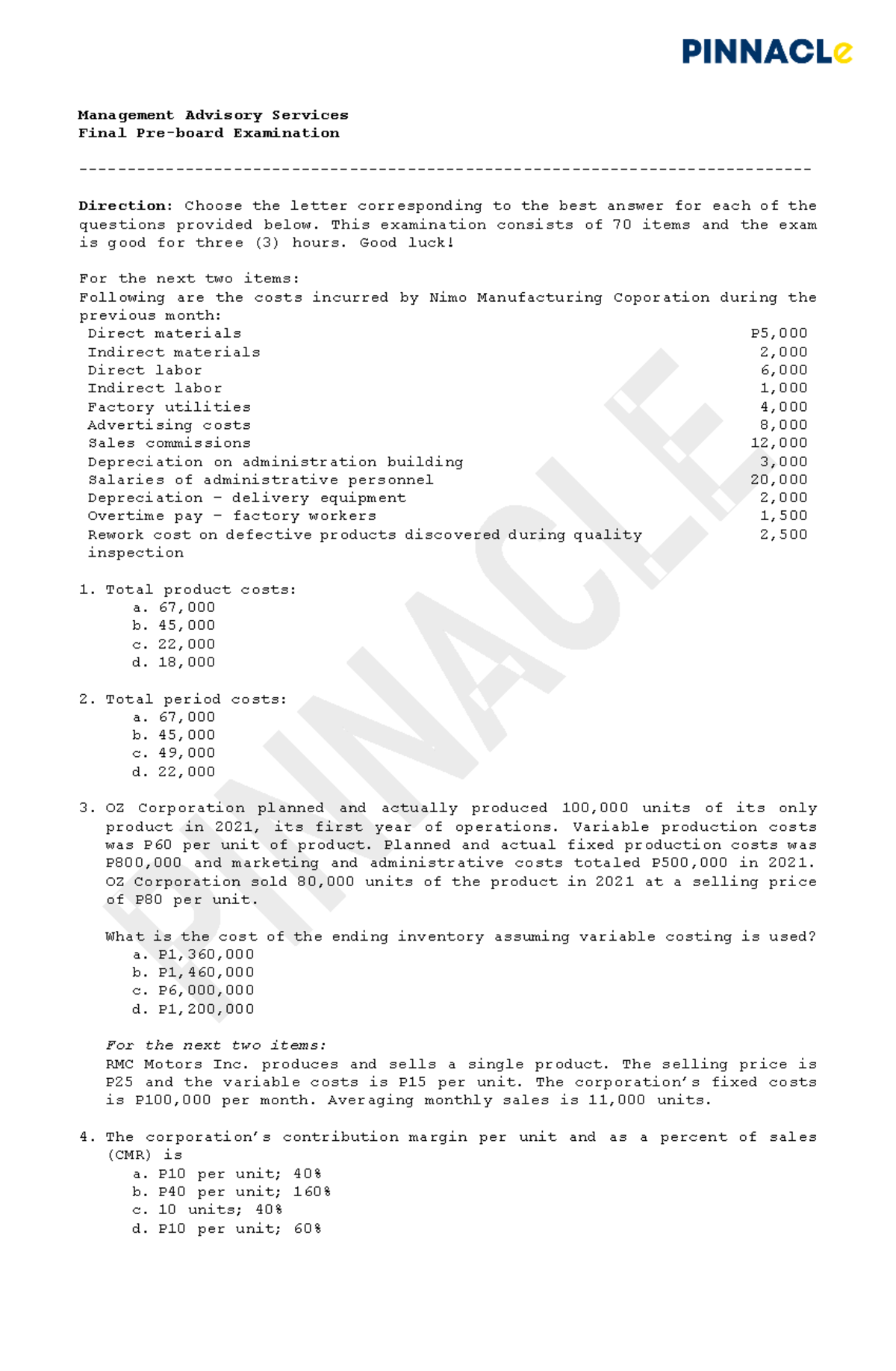 Management Advisory Services MS MAY 2022 Final Exam Guide - Studocu