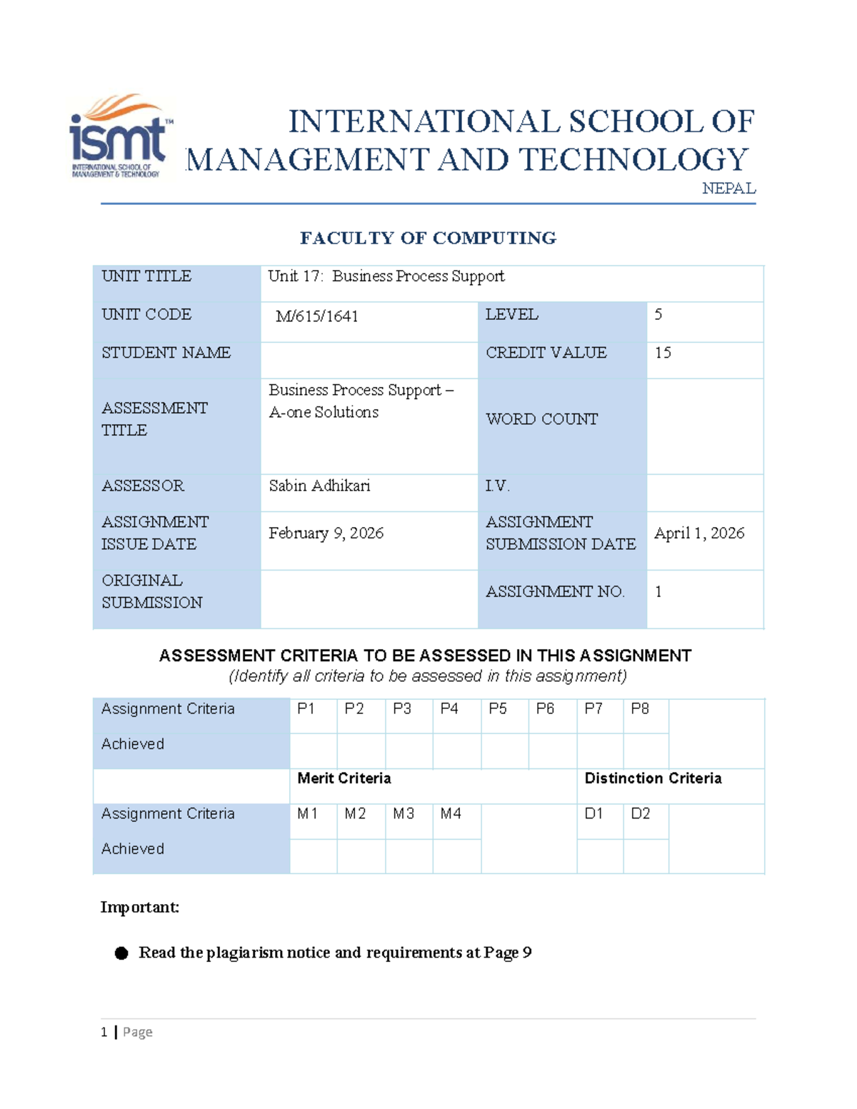 Unit 17: L5 Business Process Support Solutions Report - Studocu