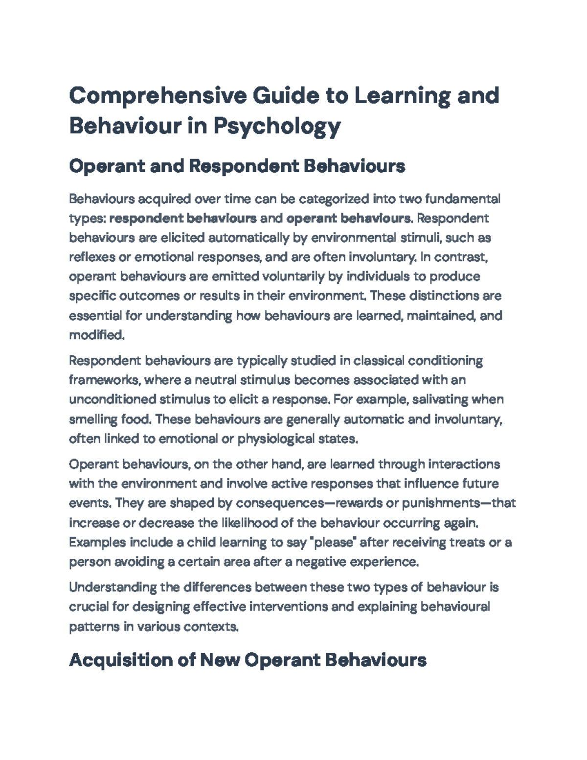 Comprehensive Guide to Learning & Behaviour in Psychology: Operant vs ...
