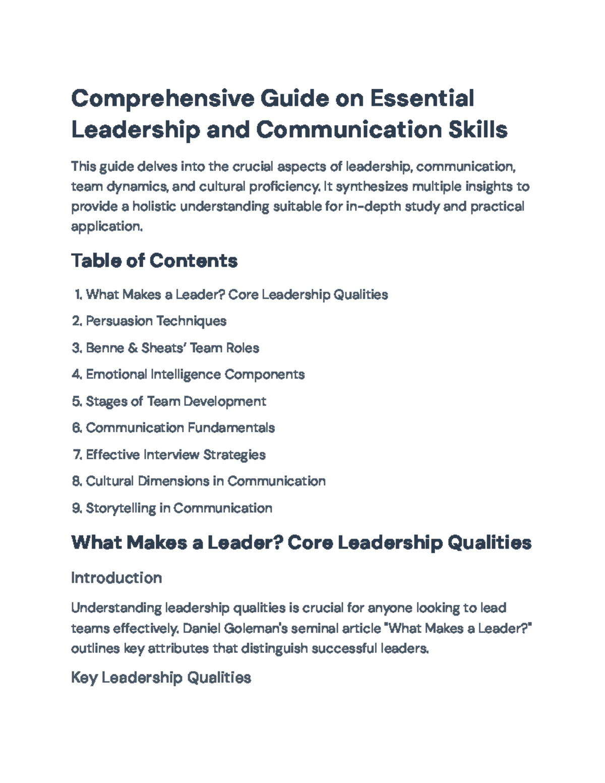 Comprehensive Guide to Leadership & Comm Skills (Course Code) - Studocu