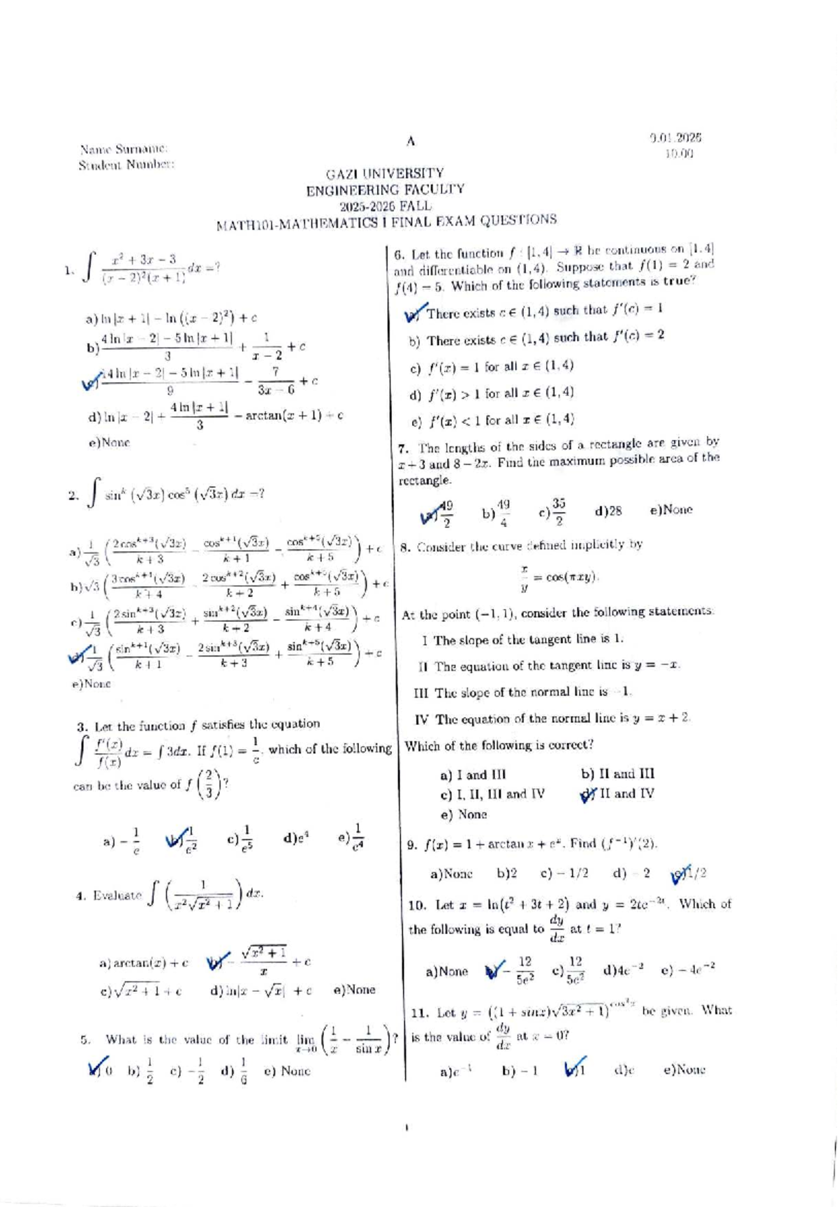 Mat 101 Final Exam Questions - Fall 2023 - Studocu
