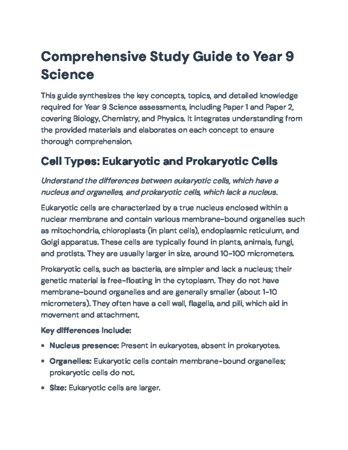 Comprehensive Year 9 Science Study Guide for Papers 1 & 2 - Studocu