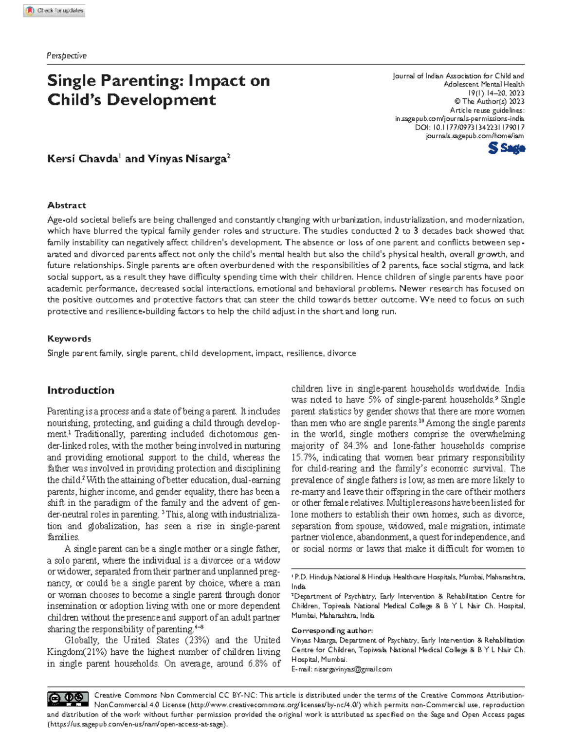 Single Parenting: Impact on Child Development (2023) - Studocu