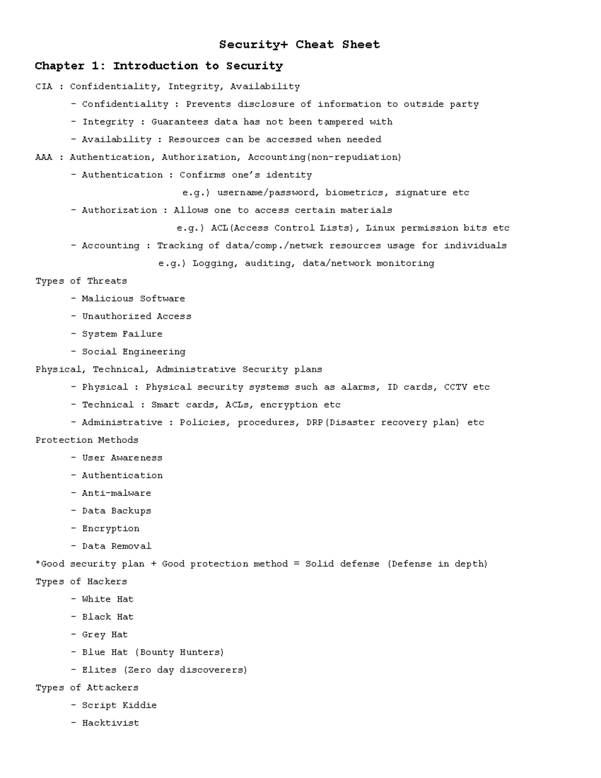 Security+ Cheat Sheet: Comprehensive Overview of Security Concepts ...