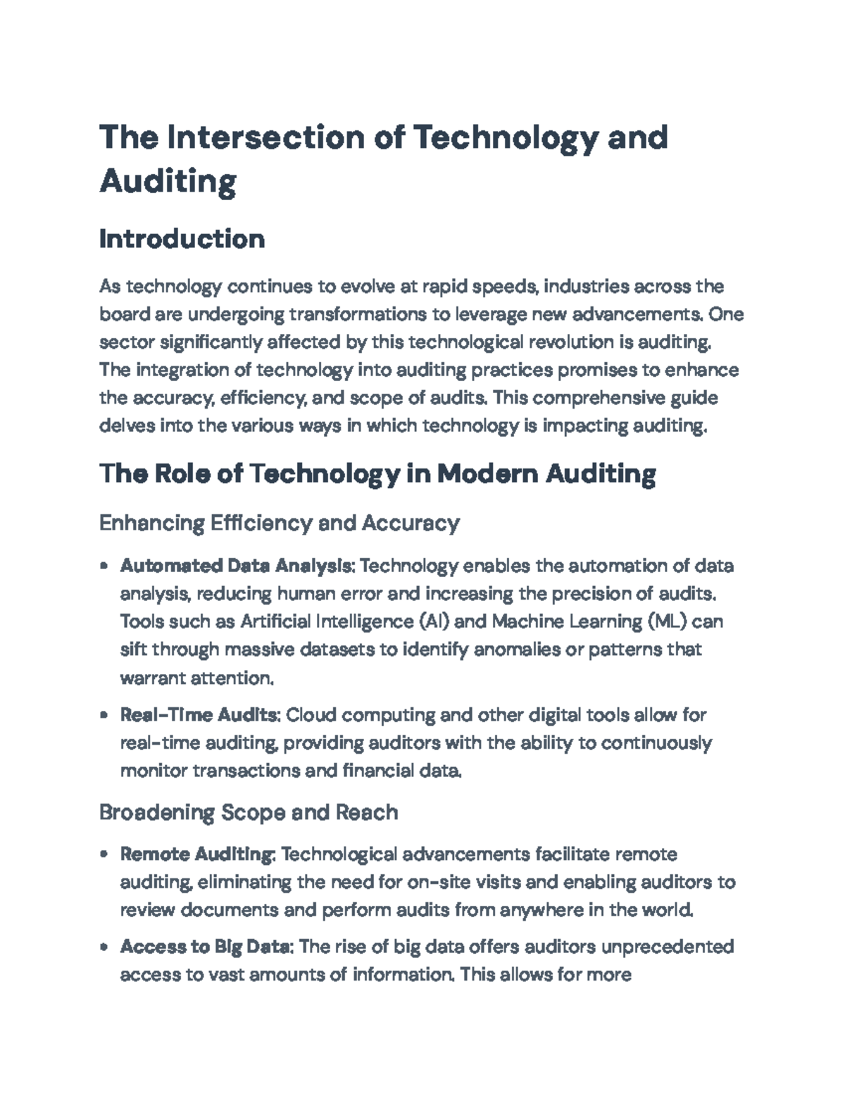 The Impact of Technology on Auditing Practices: A Comprehensive Guide ...