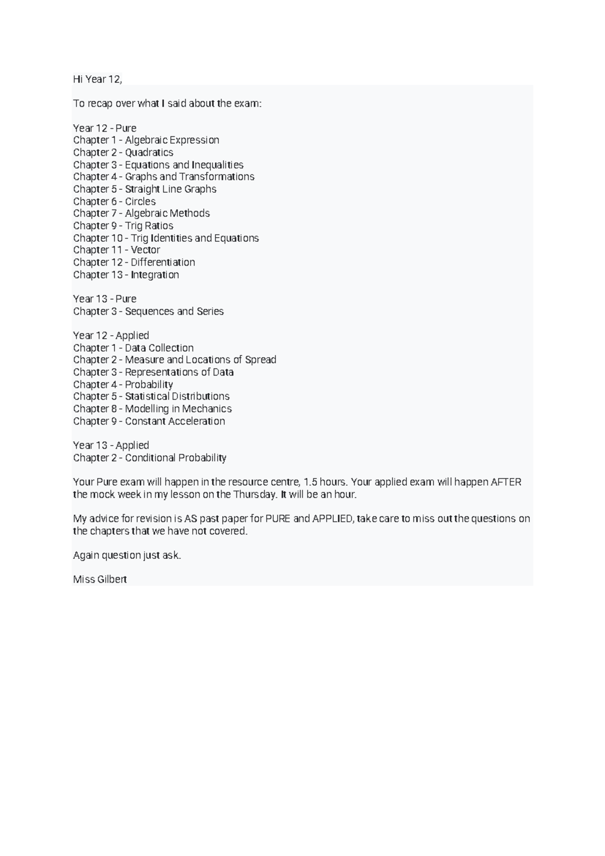 Year 12 & 13 Exam Guidance: Pure & Applied Math Review - Studocu