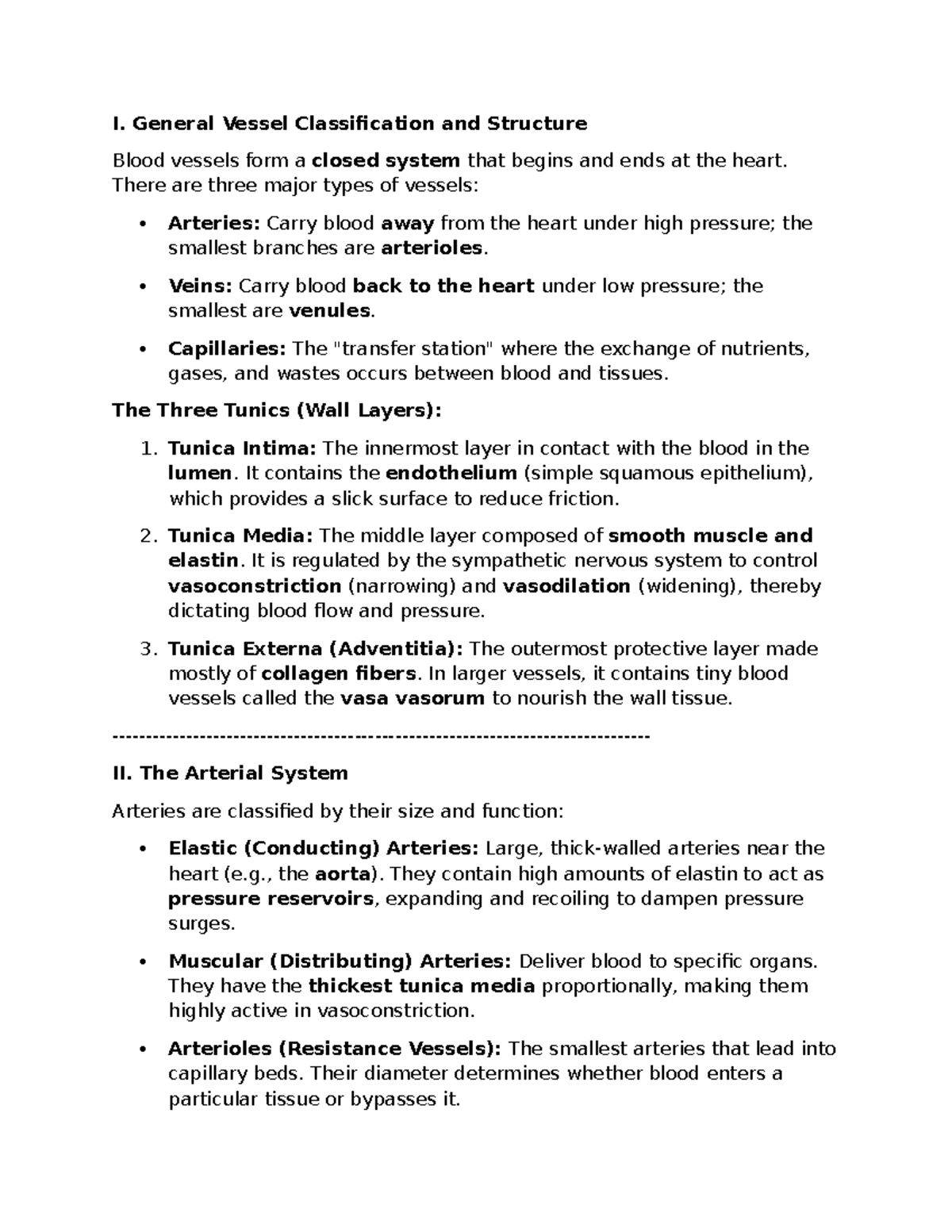 Blood Vessels Study Guide: Classification & Structure Overview - Studocu