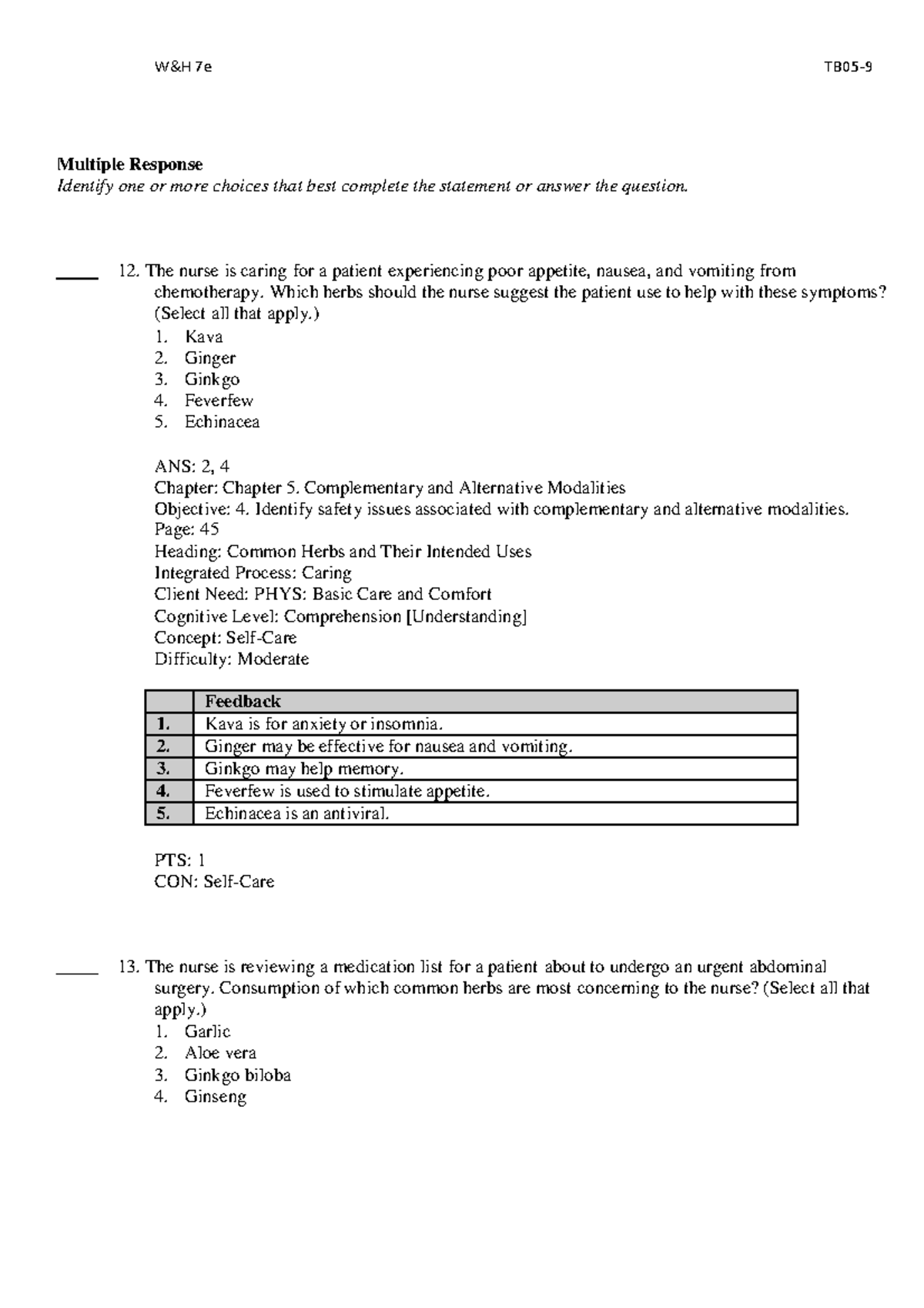Chapter 5: Complementary & Alternative Modalities - Herb ...