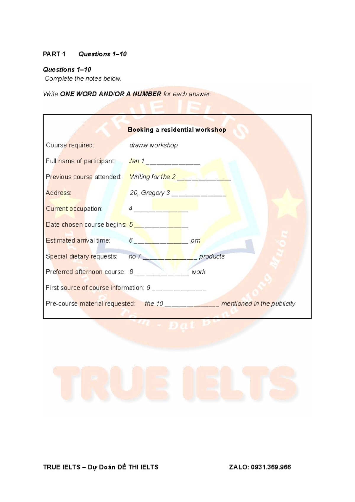 Test 4 Listening - IELTS Preparation Notes - Studocu