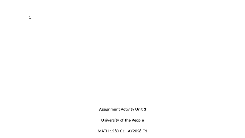 MATH 1 Assignment Activity Unit 3: Probability Concepts and Diagrams ...