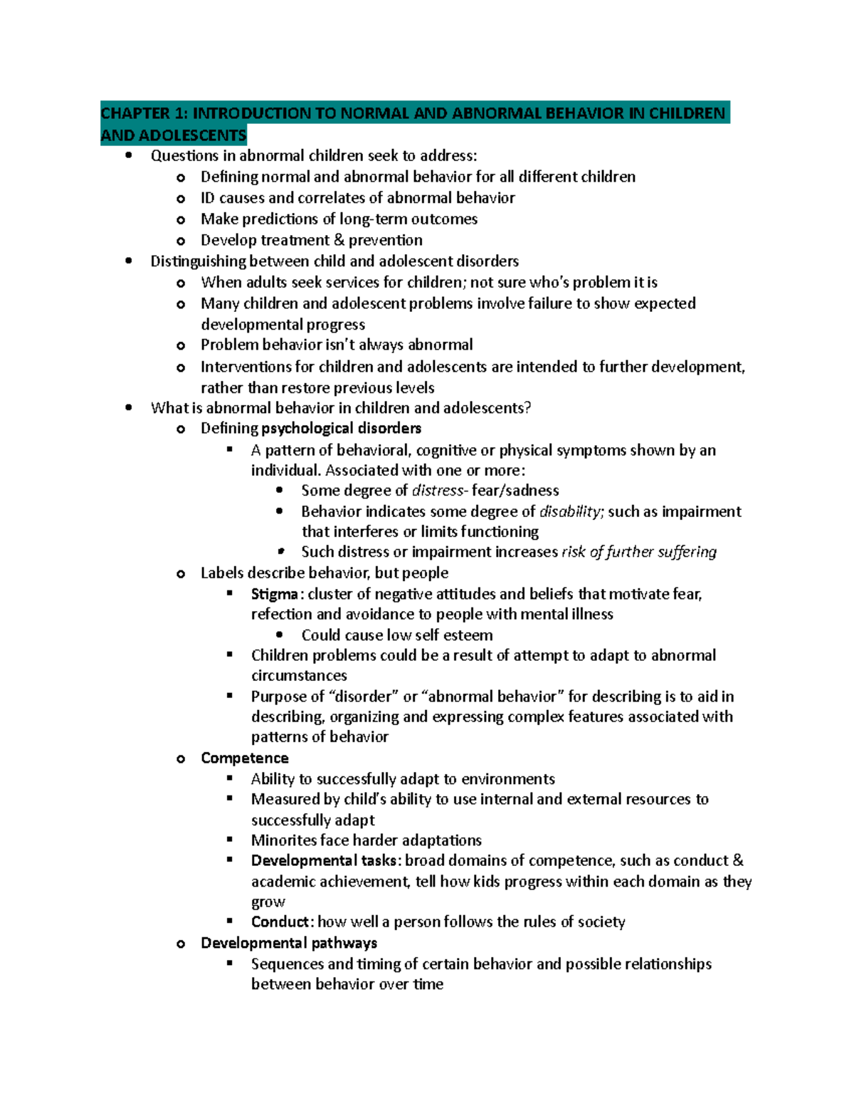Final Exam Study Guide: Exam 1 Notes on Child Behavior (Chapters 1-4 ...