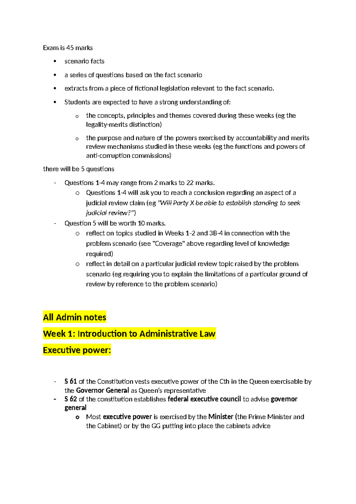 Admin Law Exam Notes: Key Concepts & Review Mechanisms (45 Marks) - Studocu