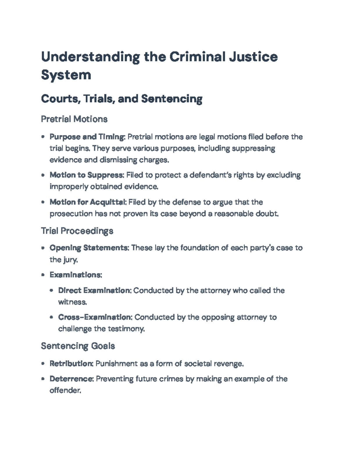 Criminal Justice System Overview: Courts, Sentencing, and Corrections ...