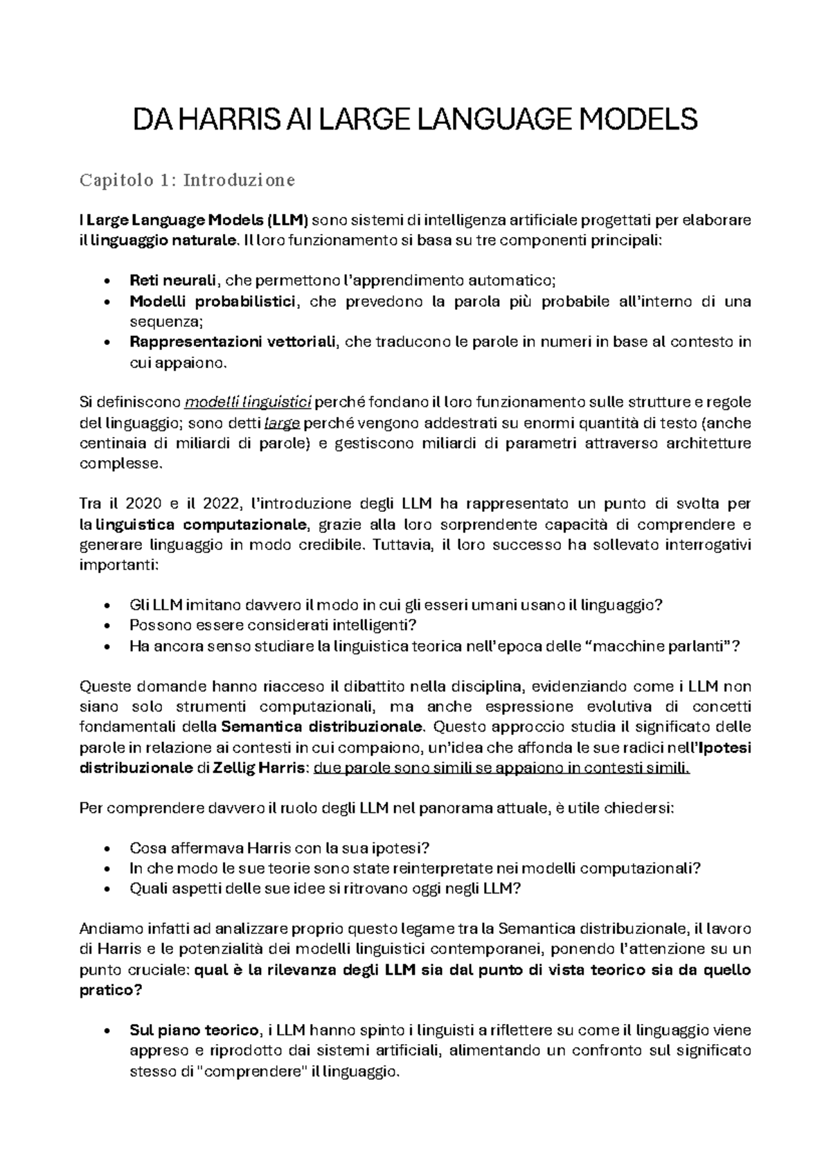 DA HARRIS AI LARGE LANGUAGE MODELS: Introduzione e Analisi dei LLM ...