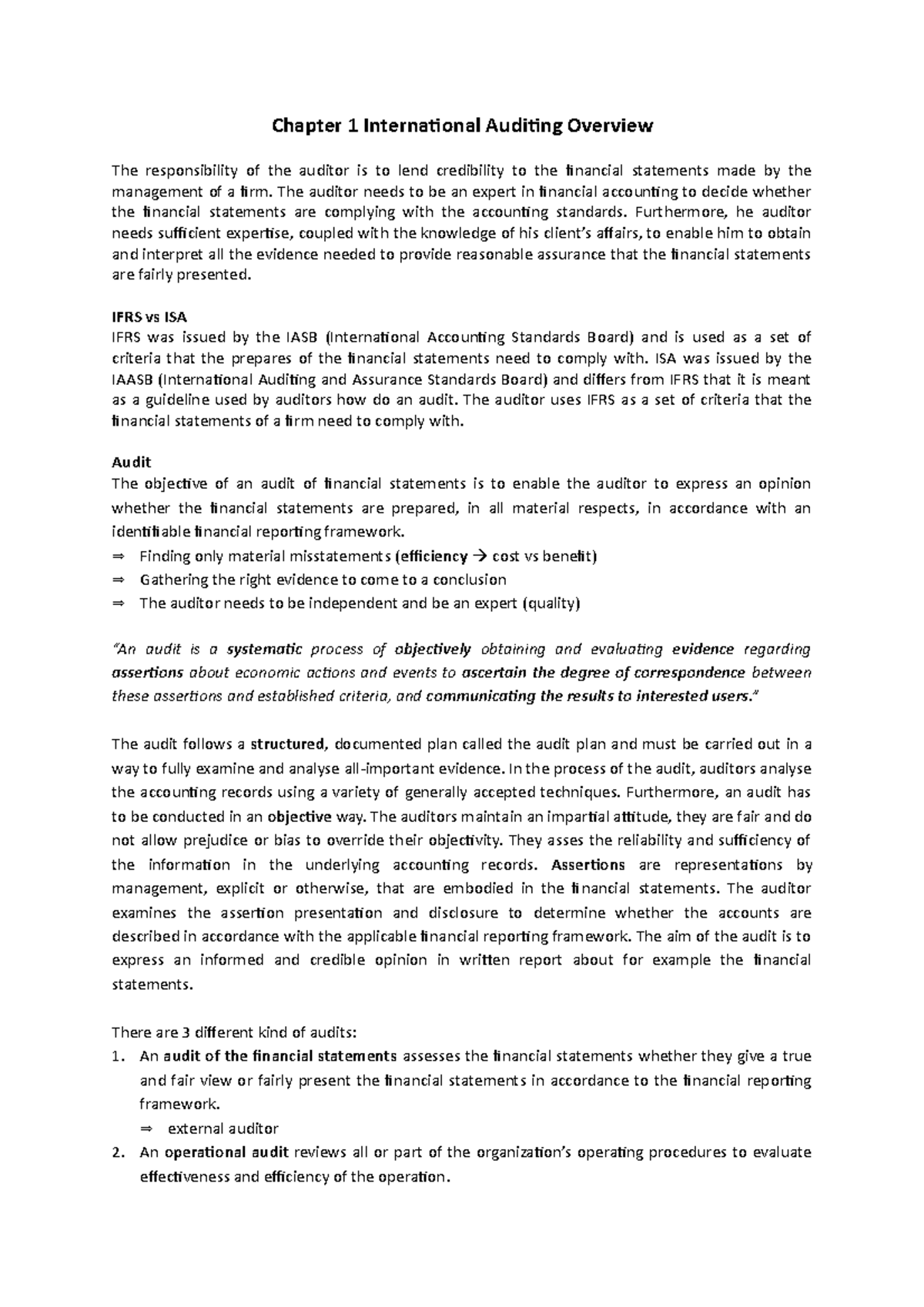 Principles of Auditing - Chapters 1 & 2 Overview and Key Concepts ...