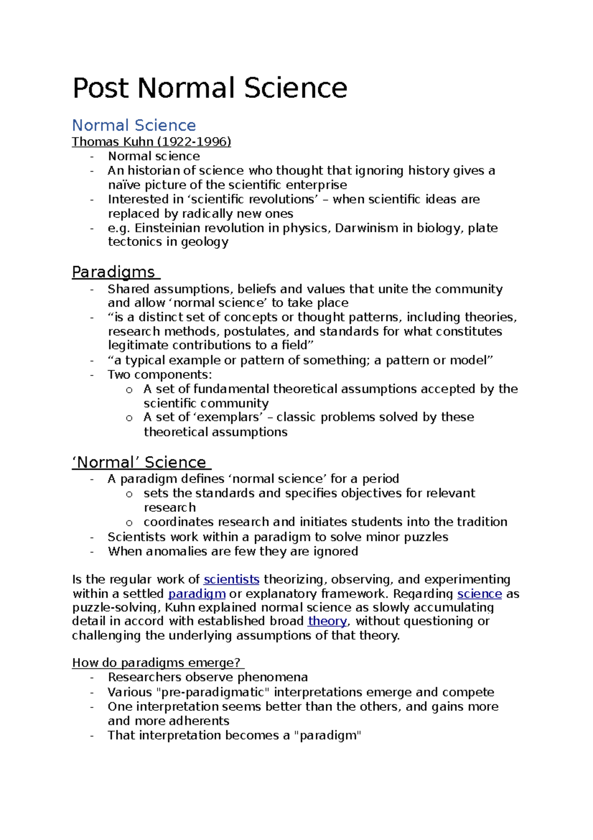 STS Samenvatting 2e Deel Tentamen: Post-Normal Science en Ontwikkeling ...