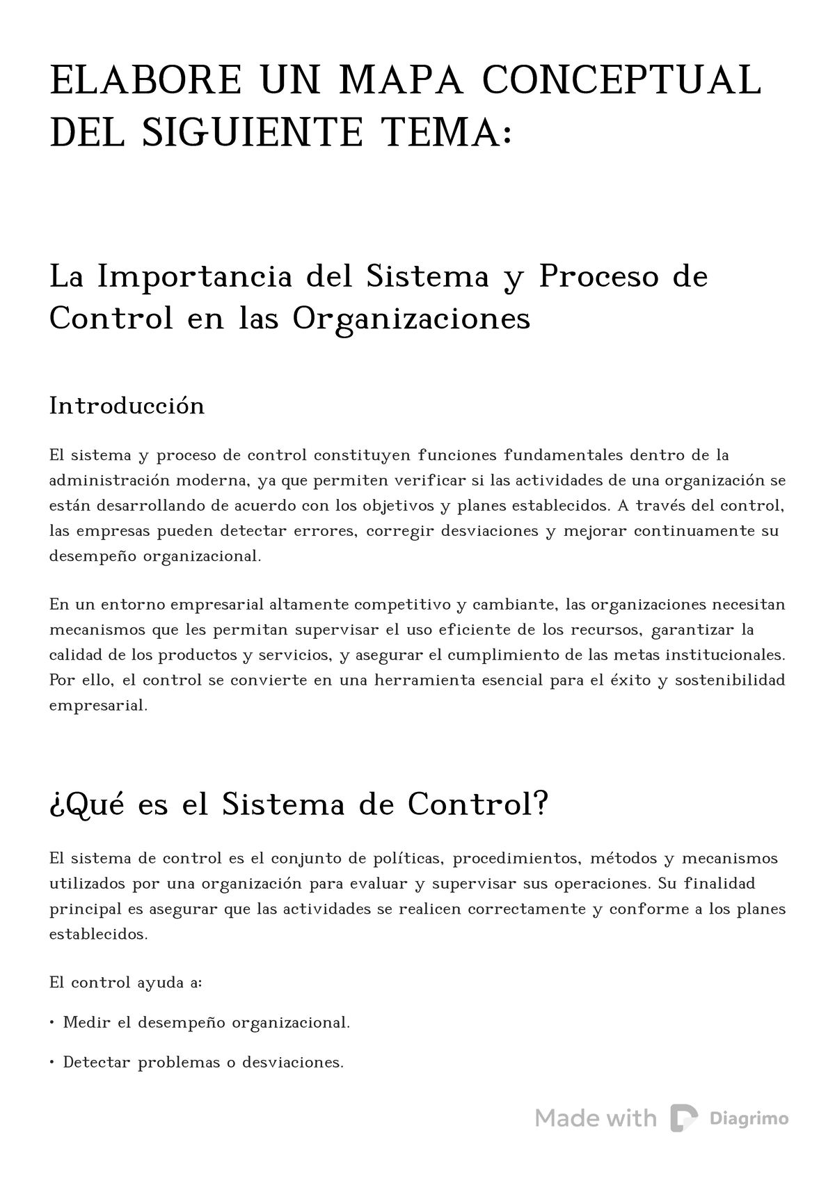 Mapa Conceptual sobre el Sistema y Proceso de Control en las ...