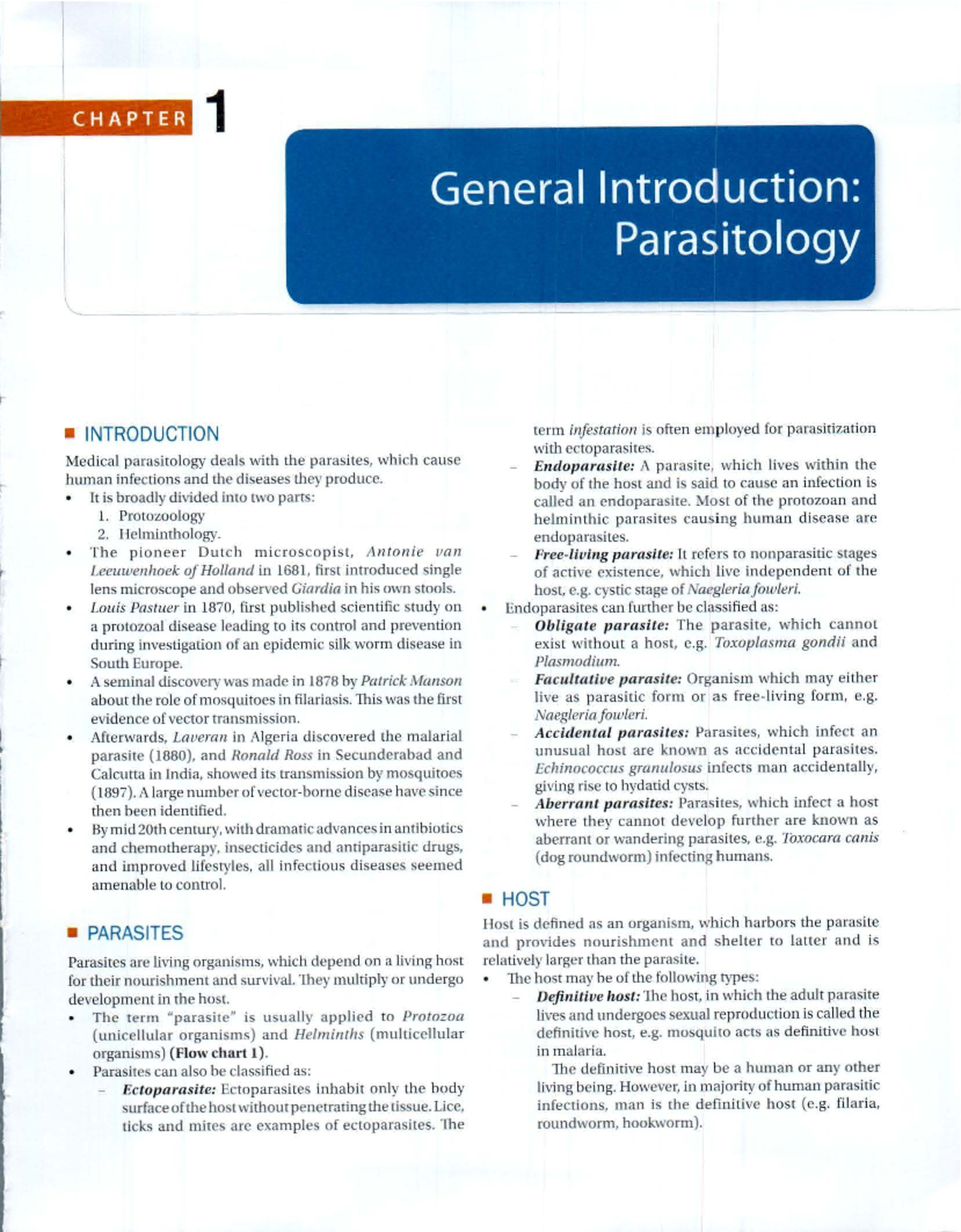 CHAPTER 1: General Introduction to Medical Parasitology - Studocu