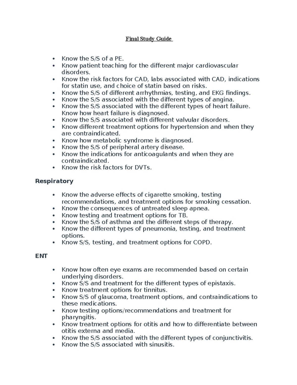 Final Exam Study Guide: Key Topics for PE Course - Studocu