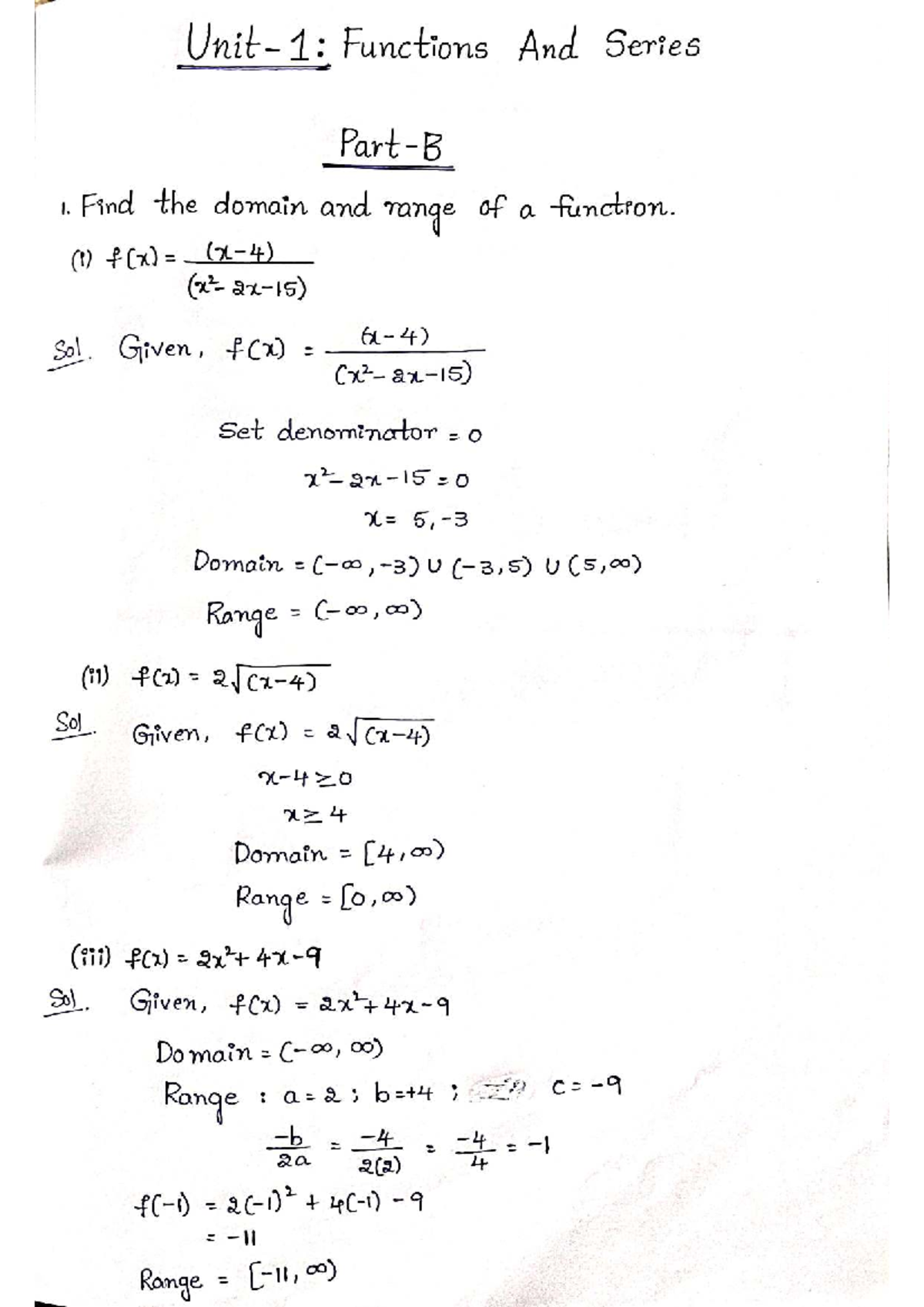 Functions and Series 1: Domain, Range, and Convergence Analysis - Studocu