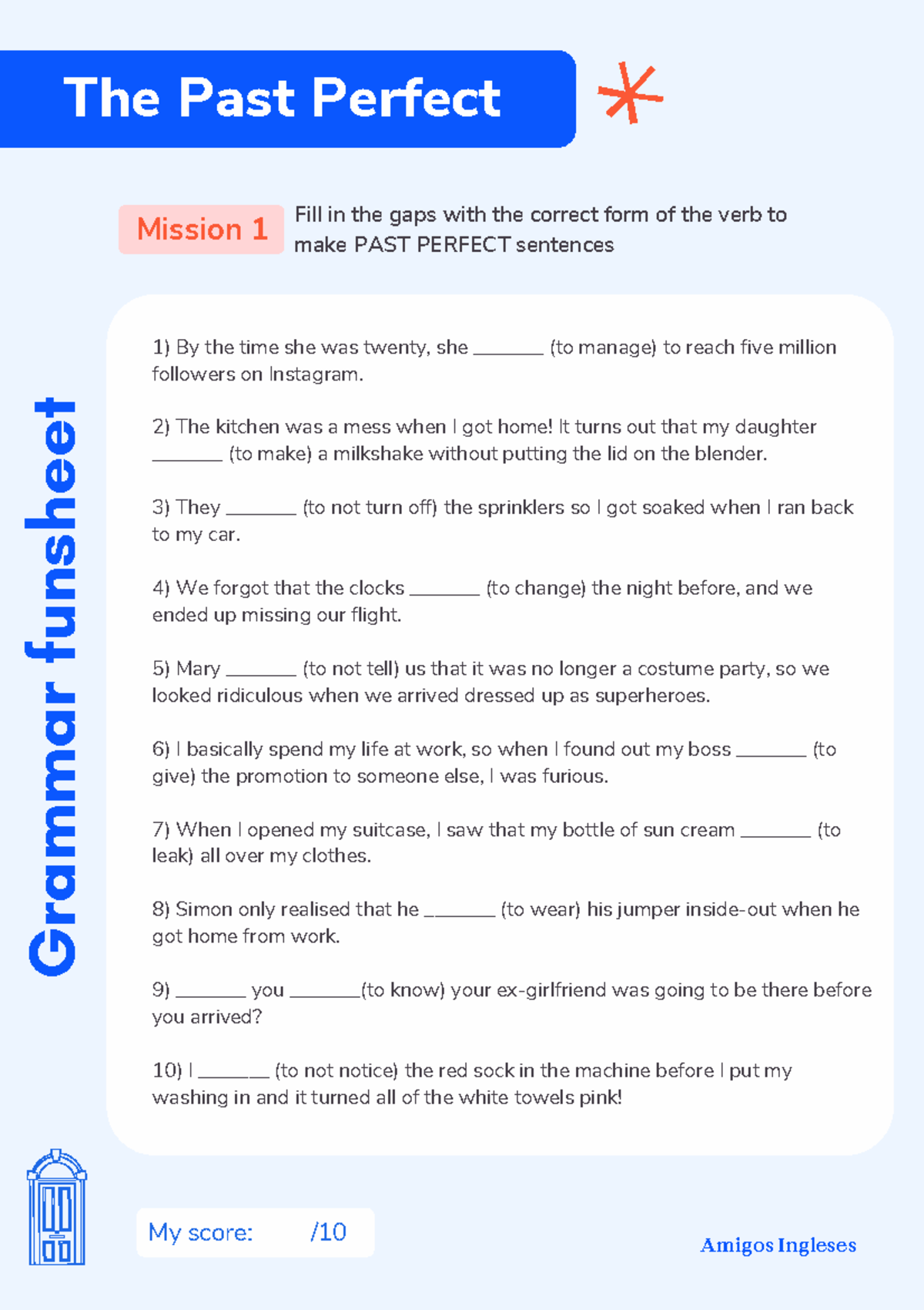 The Past Perfect Funsheet - By the time she was twenty, she _______ (to ...