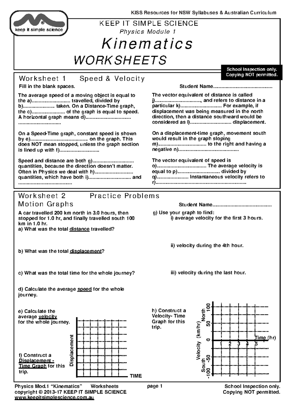 Dokumen - Kinematics KISS Booklet - page 1 School Inspection only ...