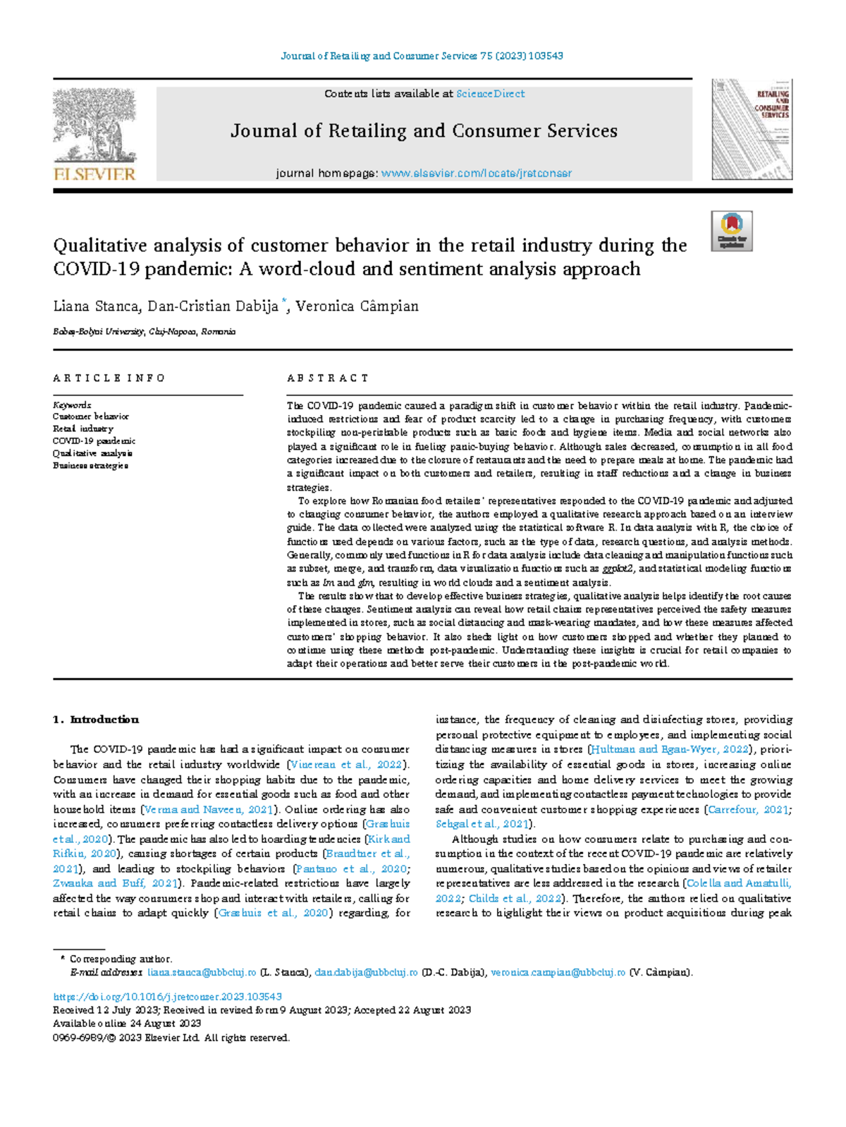 Qualitative Analysis of Customer Behavior During COVID-19 - Studocu