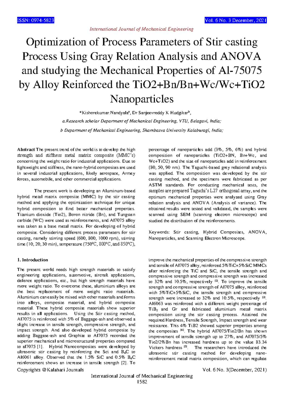 Optimization of Stir Casting Process Parameters for Al7075 MMCs Using ...