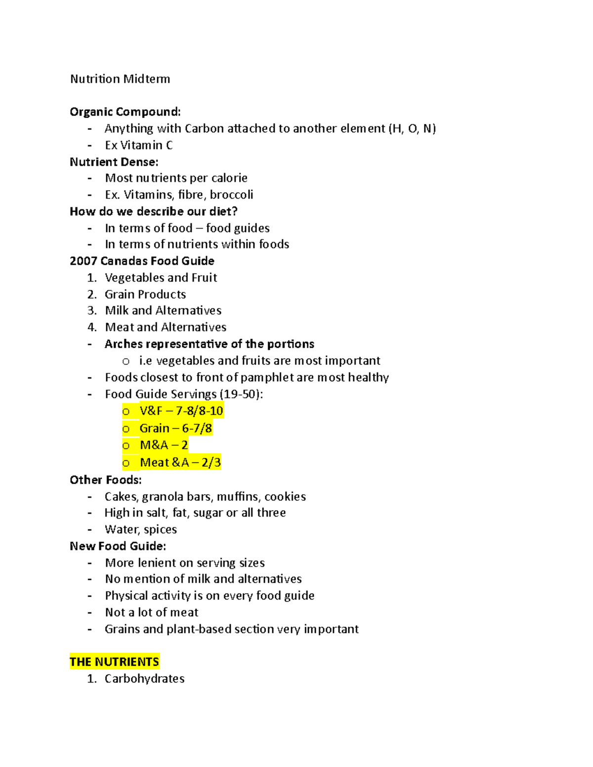 Nutrition Midterm - Comprehensive Lecture Notes Overview (1-10) - Studocu