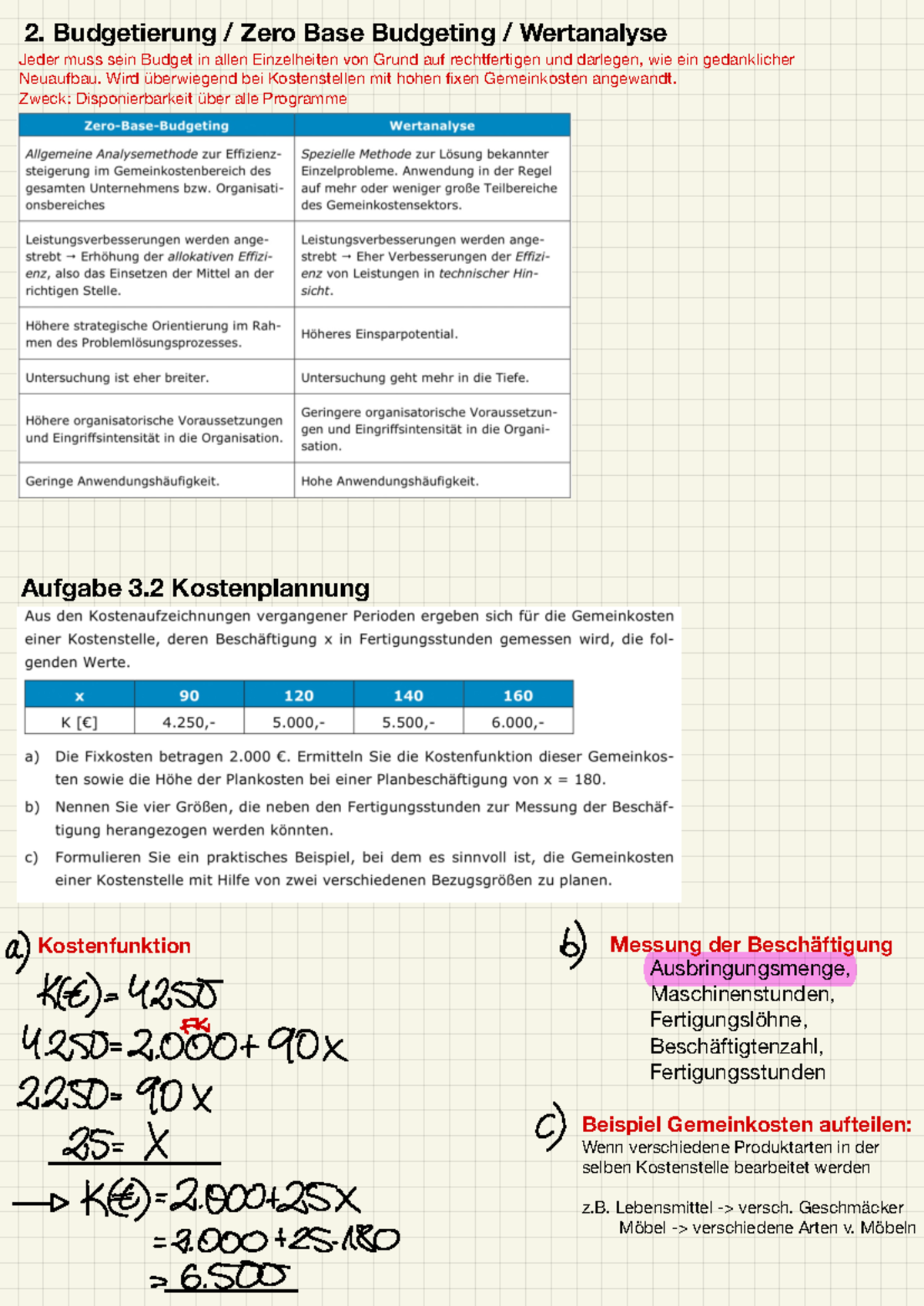Übungen zur Kostenrechnung in der Klausurenphase (Klausuren 2023) - Studocu