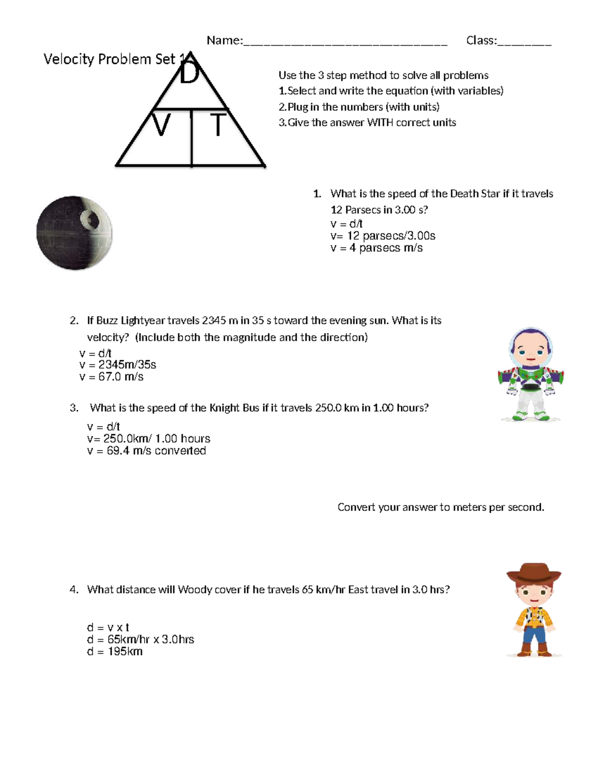 Velocity Problem Set 1: 3-Step Method Solutions - Studocu
